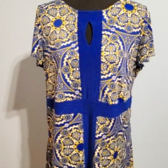 Marisota Blue and Yellow Dress Size 14 - Picture 1 of 3